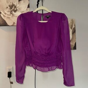 Express Cinched Magenta Blouse Small